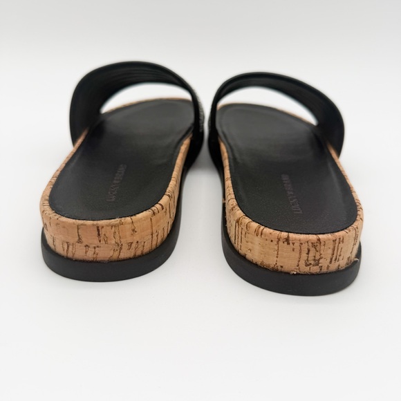 Lucky Brand Dylina Raffia Woven Slide Sandals Open Toe Striped Cork Black 10 NEW - Picture 6 of 14